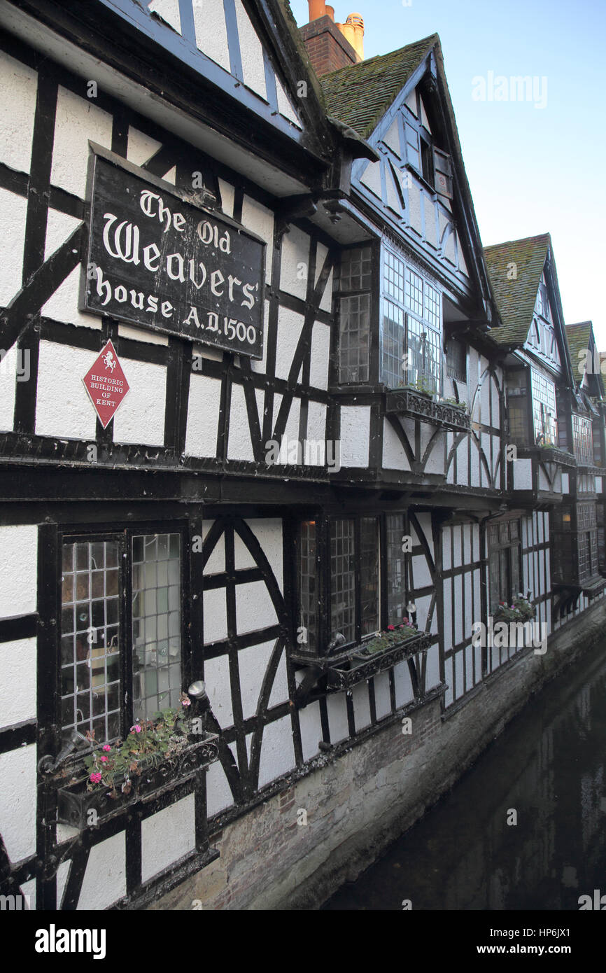 das alte Weber-Haus in der alten Stadt Canterbury kent Stockfoto