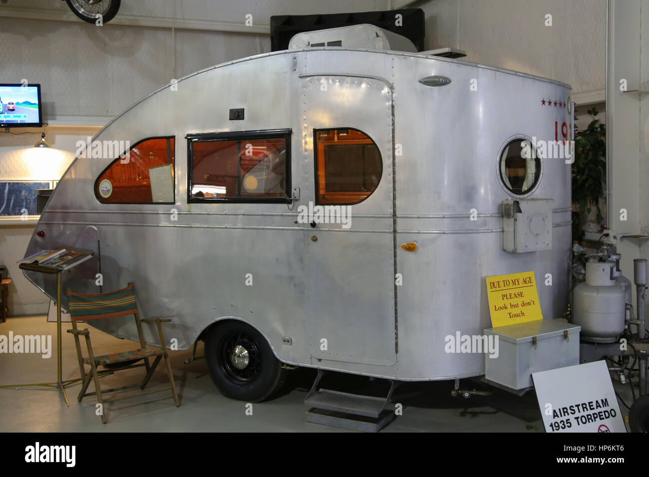 1935 Airstream Torpedo Jack Sisemore Traveland RV Museum Stockfoto