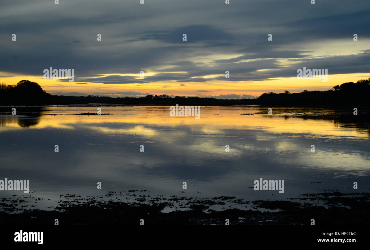 Sonnenuntergang über dem Fluss Tweed in der Nähe von Berwick nach Tweed Stockfoto