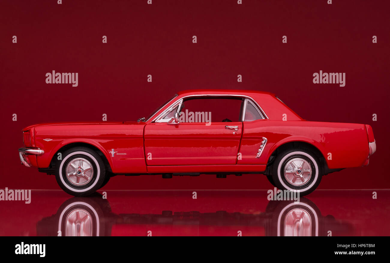 1964 Ford Mustang Coupe Welly Diecast Modellauto. Stockfoto
