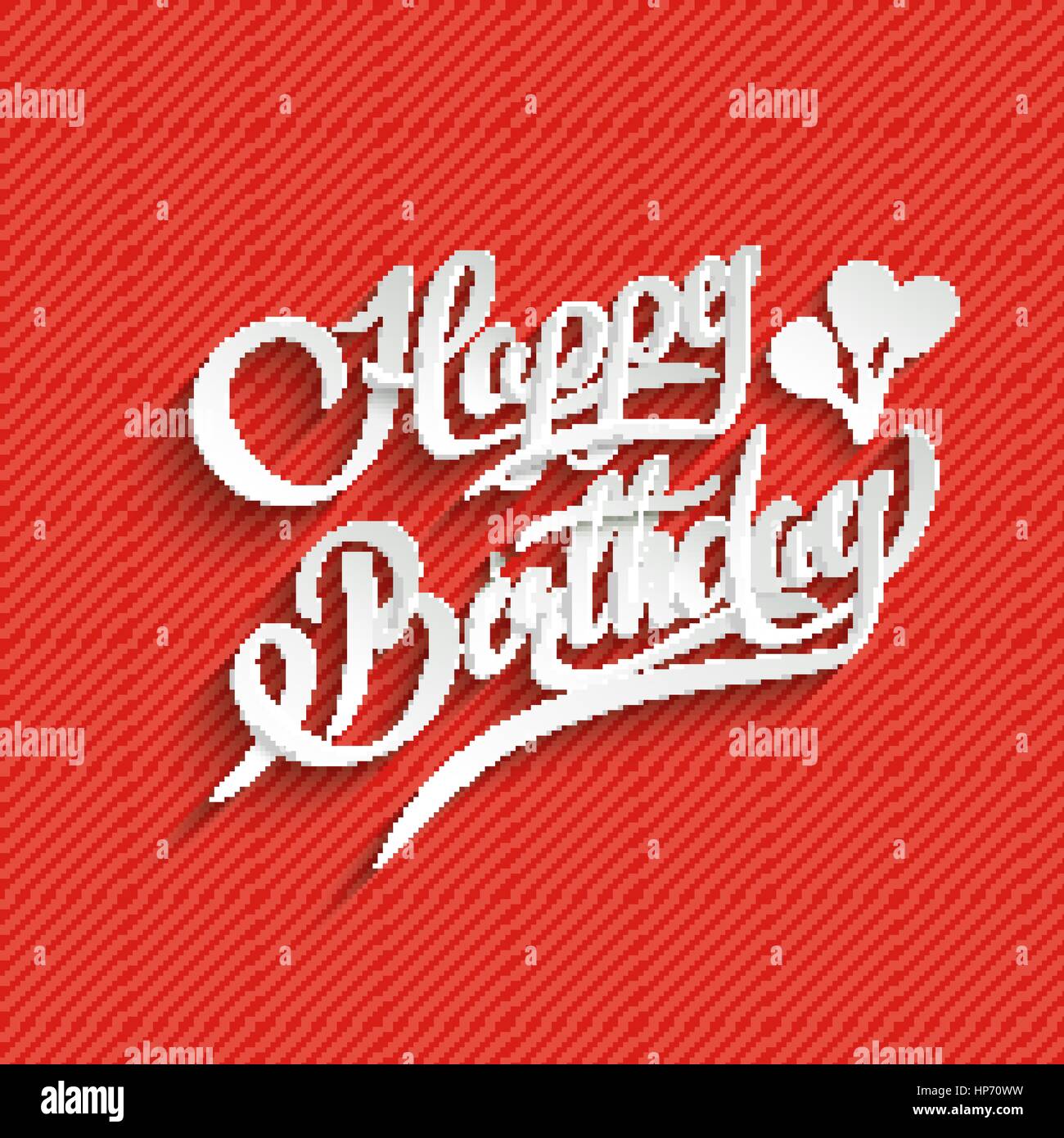 Happy Birthday Hand Schriftzug Grußkarte.  Vector Background. Einladung Kardinal handgemachte Kalligraphie. 3D Text mit Schatten Stock Vektor