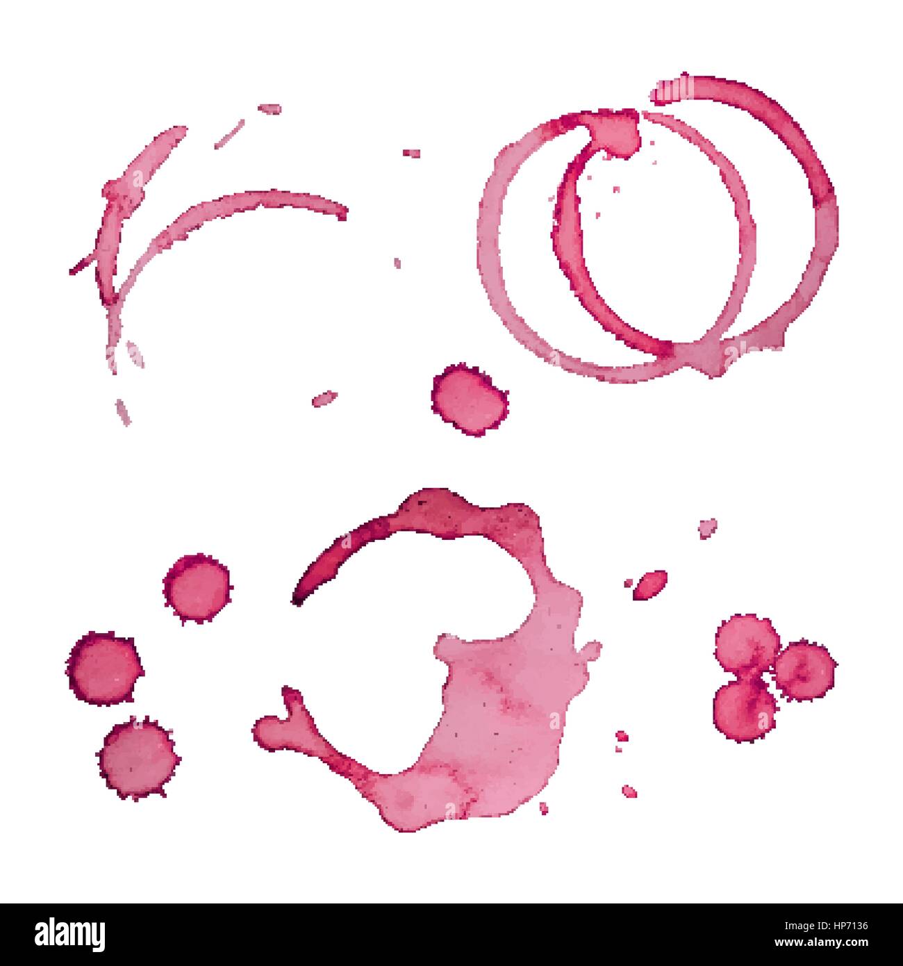 Vektor Wein Fleck Ringe Set 3, Isolated On White Background für Grunge-Design Stock Vektor