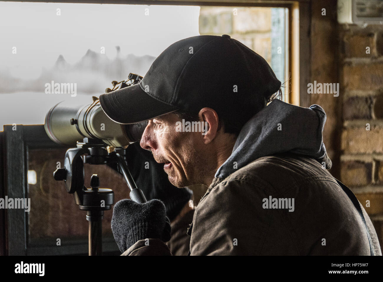 Keen eyed Twitchers (Ornithologen) Stockfoto