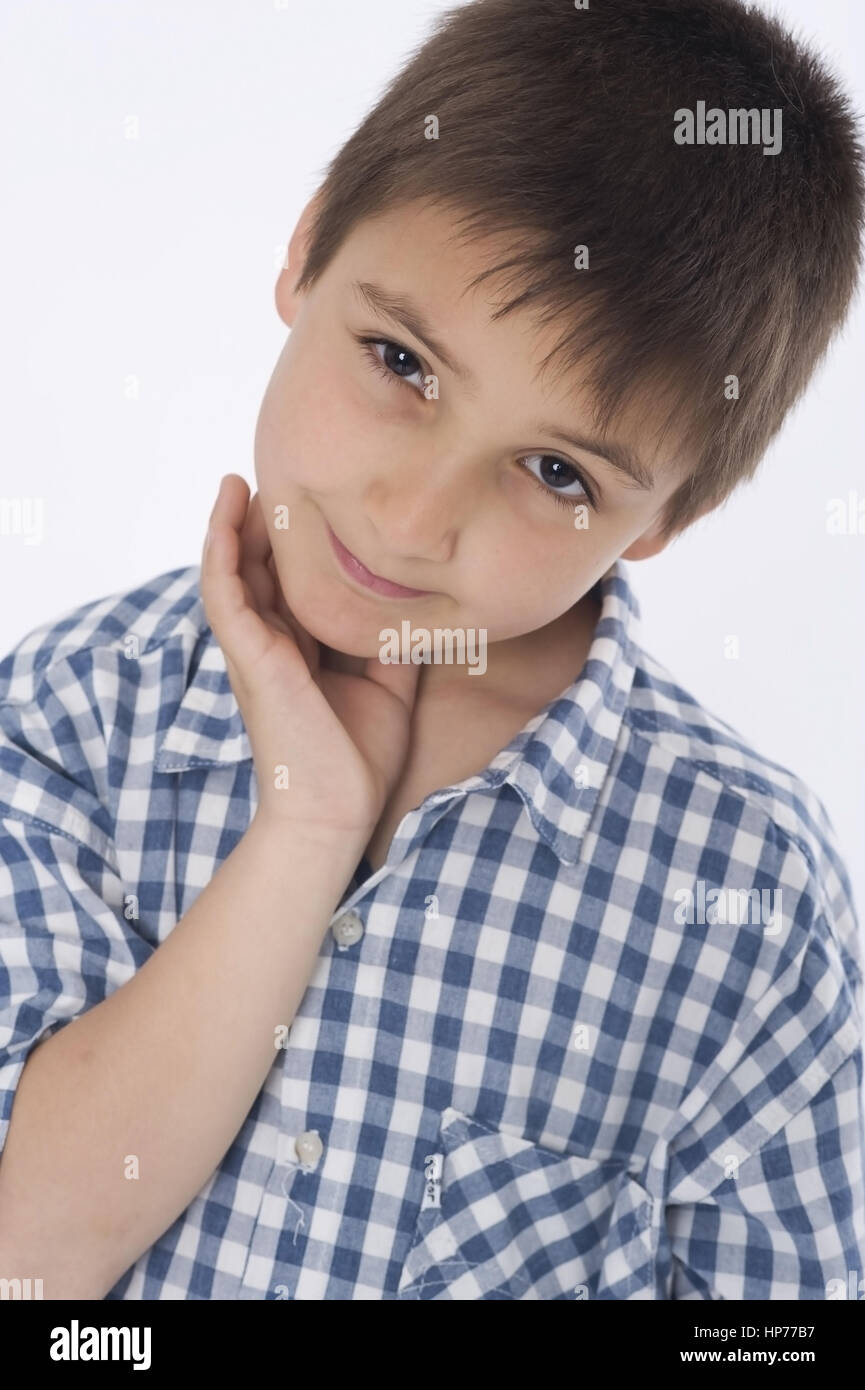 Model Release, Junge, 8, Im Karierten Hemd - junge in kariertes Hemd Stockfoto