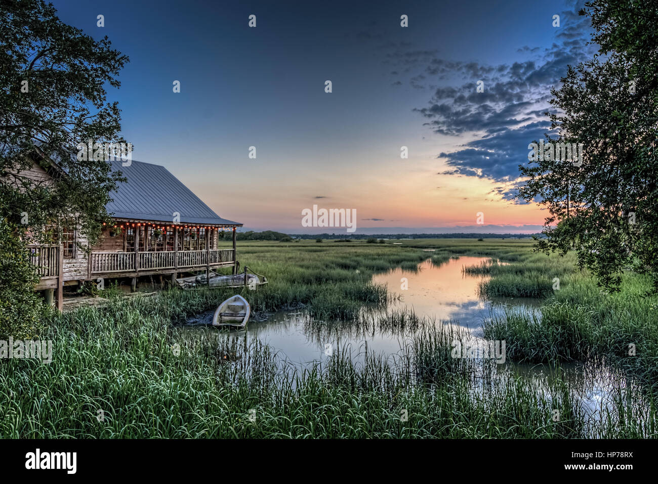 Alten Florida-Szene auf der Suche in einem Salzwasser-Sumpf in der Nähe von St. Augustine, Florida Stockfoto