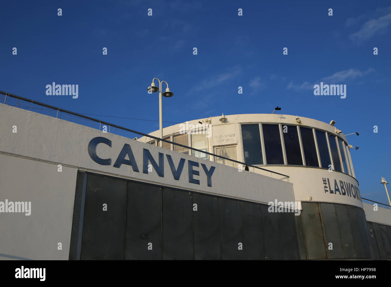 Die modernistische Labworth Cafe / Restaurant auf Canvey Insel, Essex, entworfen von Ove Arup Stockfoto