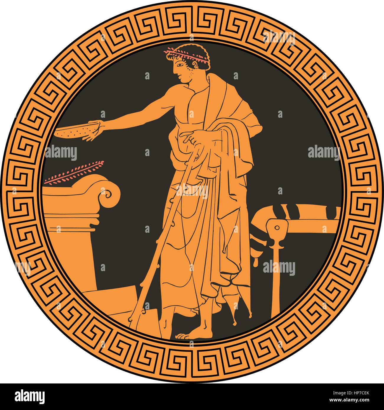 Im griechischen Stil auf dem Teller anrichten. Vektor-illustration Stock Vektor