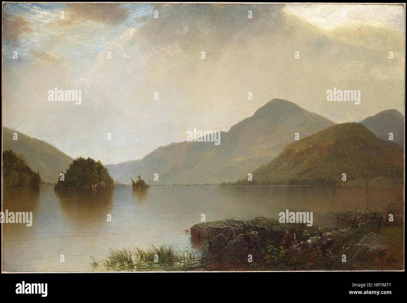 Lake George in den Adirondacks, Gemälde von John Frederick Kensett Stockfoto