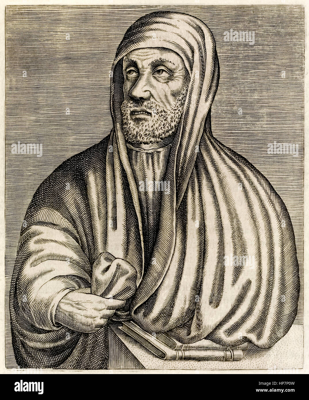 Avicenna oder Ibn Sina (c.980-1037) persischer Universalgelehrter, die Enzyklopädie der Medizin "Der Kanon der Medizin" war das maßgebliche Werk über Medizin im gesamten Mittelalter. Gravur von "Echten Porträts..." von André Thévet veröffentlicht im Jahre 1584. Stockfoto