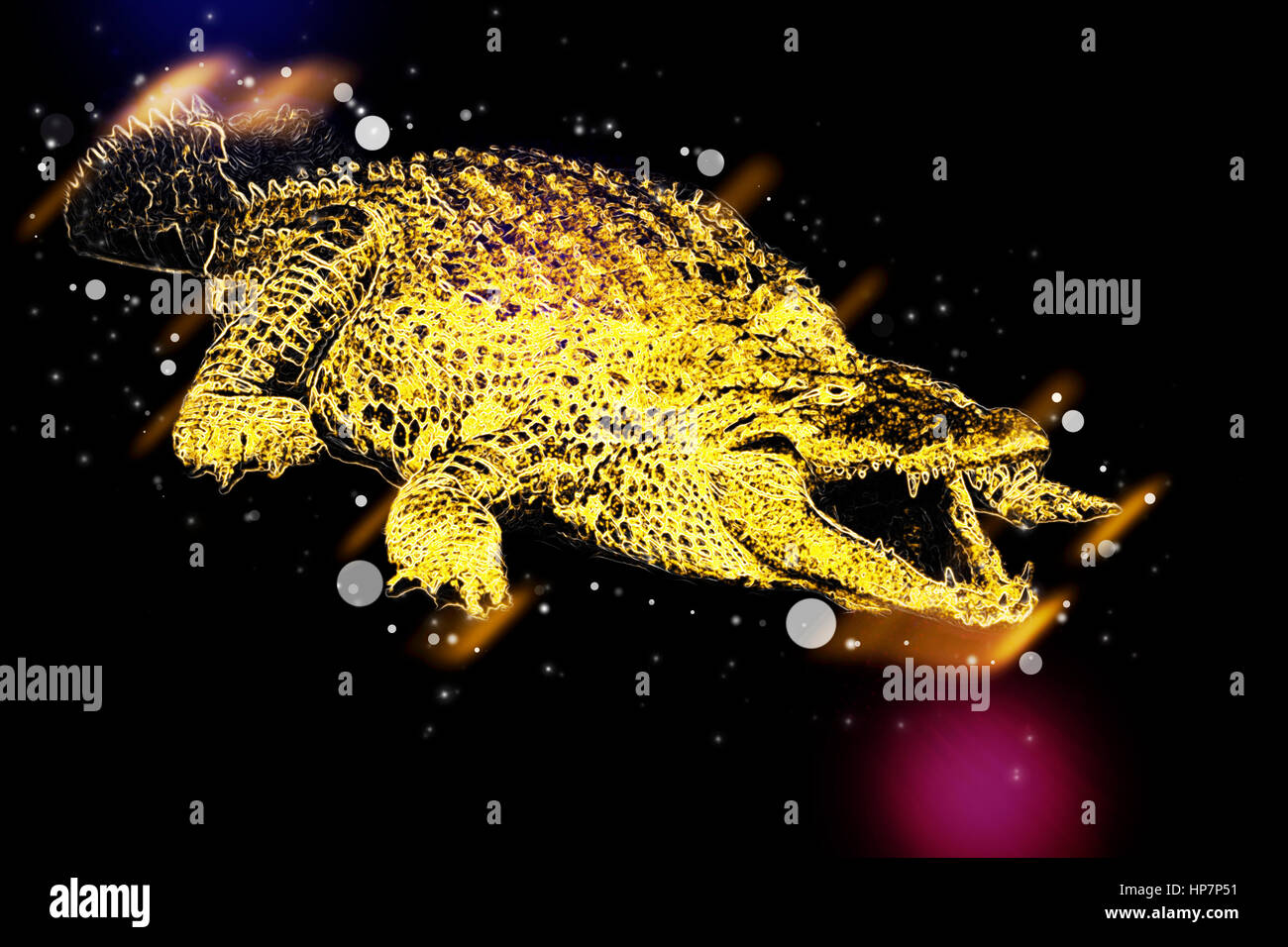 Digital Imagegewinn ein Fluss Nilkrokodil (Crocodylus Niloticus) mit offenem Mund Stockfoto