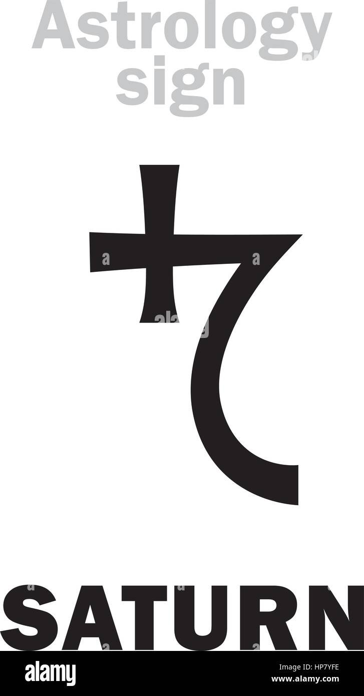 Astrologie-Alphabet: SATURN, klassischen großen gesellschaftlichen Planeten. Hieroglyphen Charakter Zeichen (einzelnes Symbol). Stock Vektor