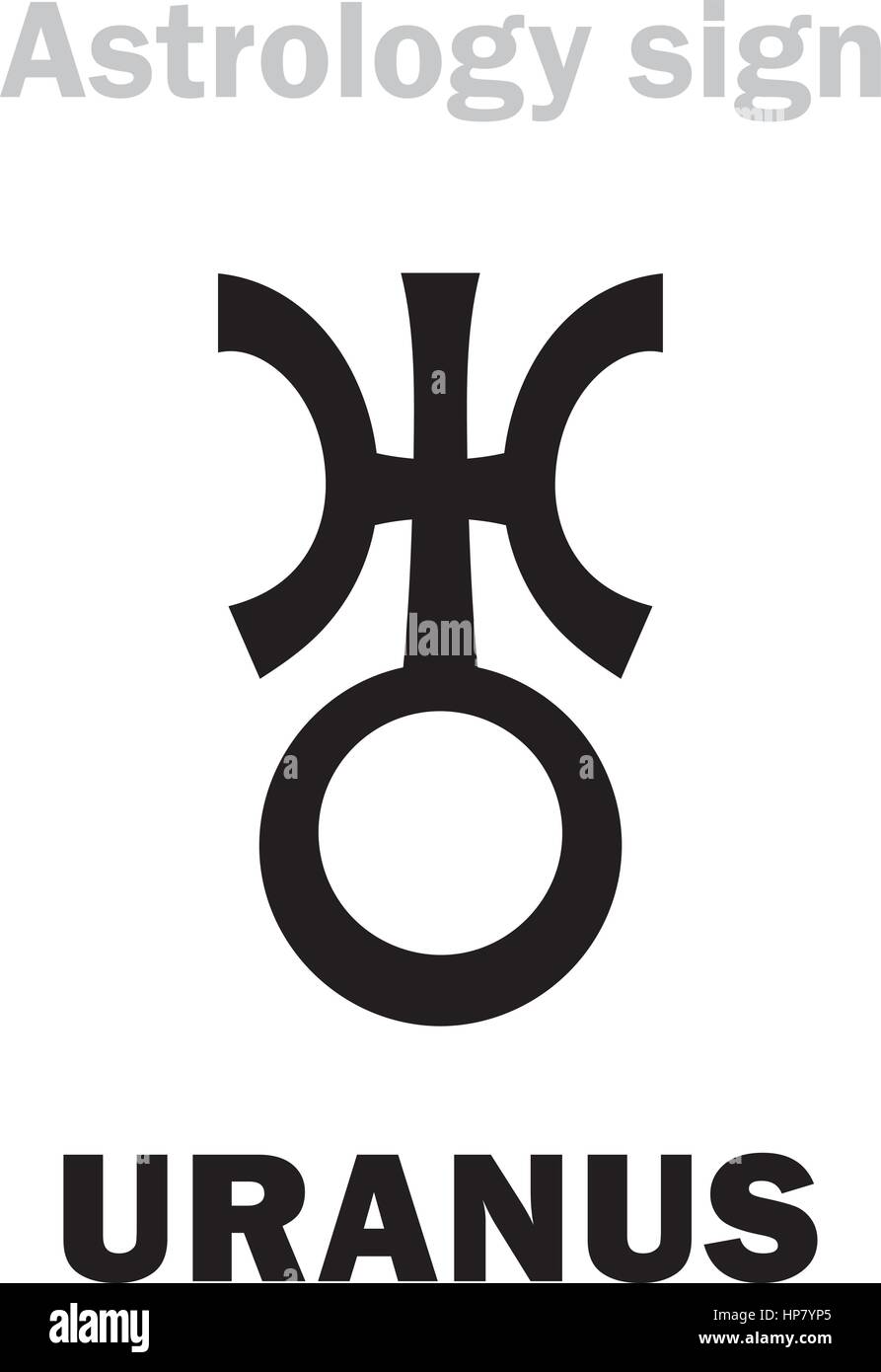 Astrologie-Alphabet: URANUS, höhere globale Planet. Hieroglyphen Charakter Zeichen (einzelnes Symbol). Stock Vektor