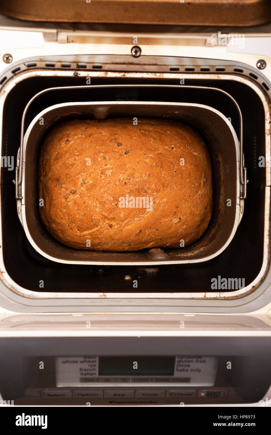 Brot in Panasonic-Brot-Maschine Stockfoto