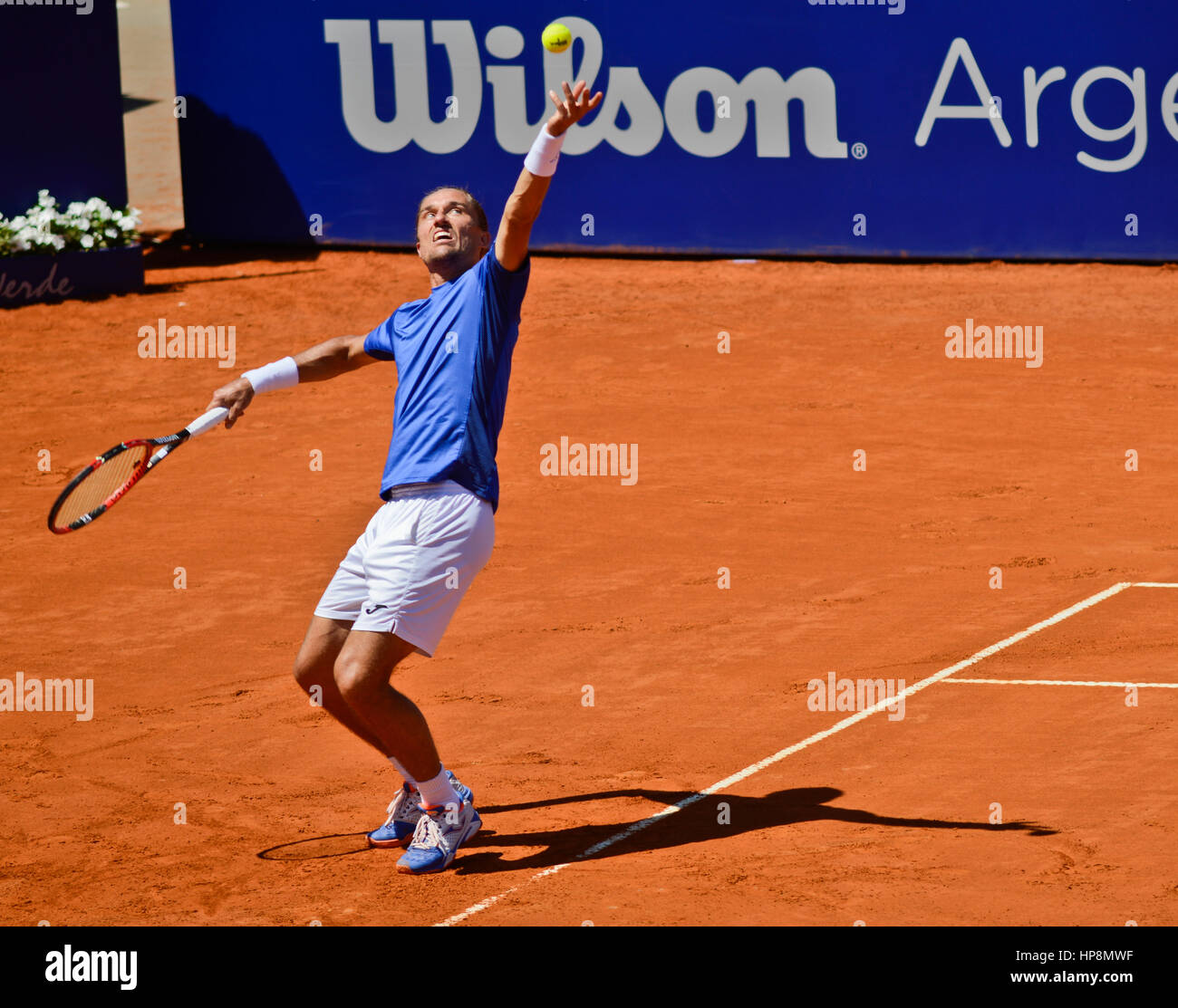 Alexandr Dolgopolov (Ukraine) gewinnt die Open Argentinien, in Buenos Aires Lawn Tennis Club statt. Tennis-ATP-Tour Stockfoto