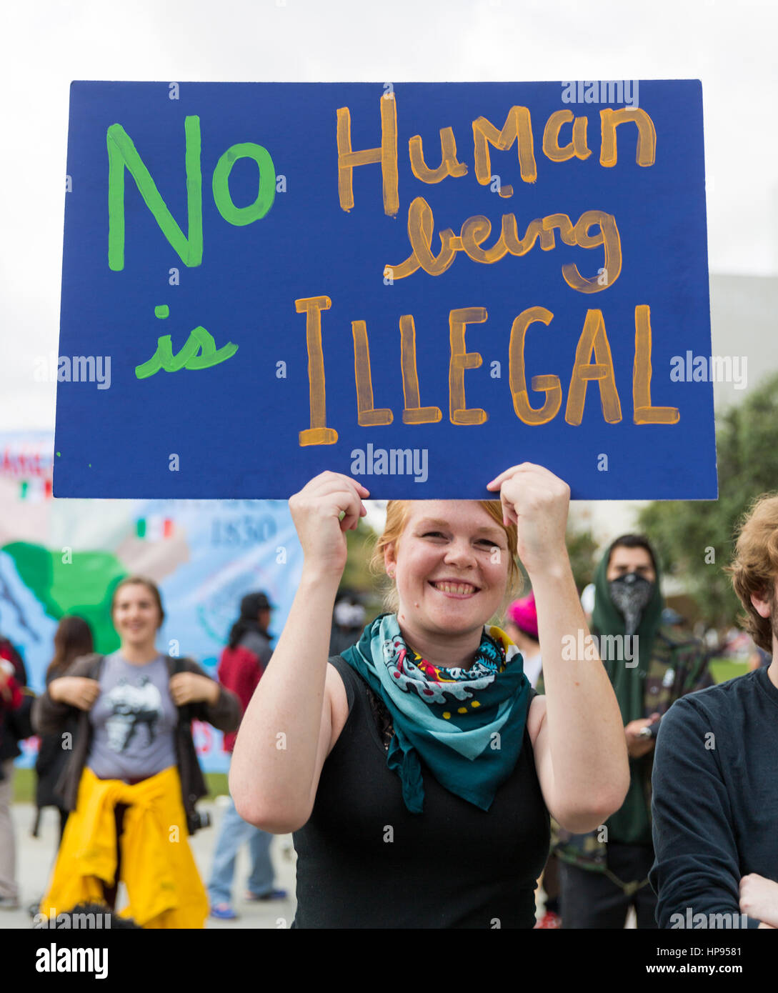 Immigrant Rechte protestieren am Rathaus, Los Angeles, Kalifornien. Stockfoto
