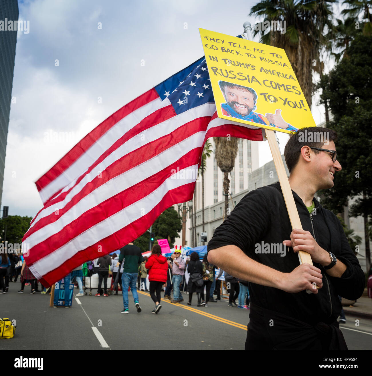 Immigrant Rechte protestieren am Rathaus, Los Angeles, Kalifornien. Stockfoto