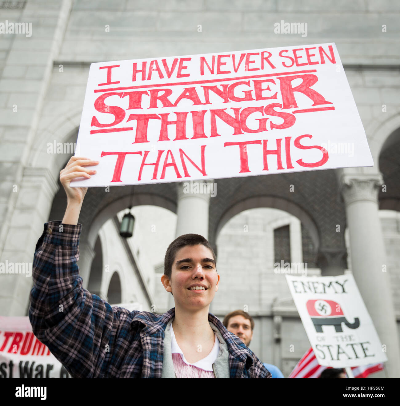 Immigrant Rechte protestieren am Rathaus, Los Angeles, Kalifornien. Stockfoto