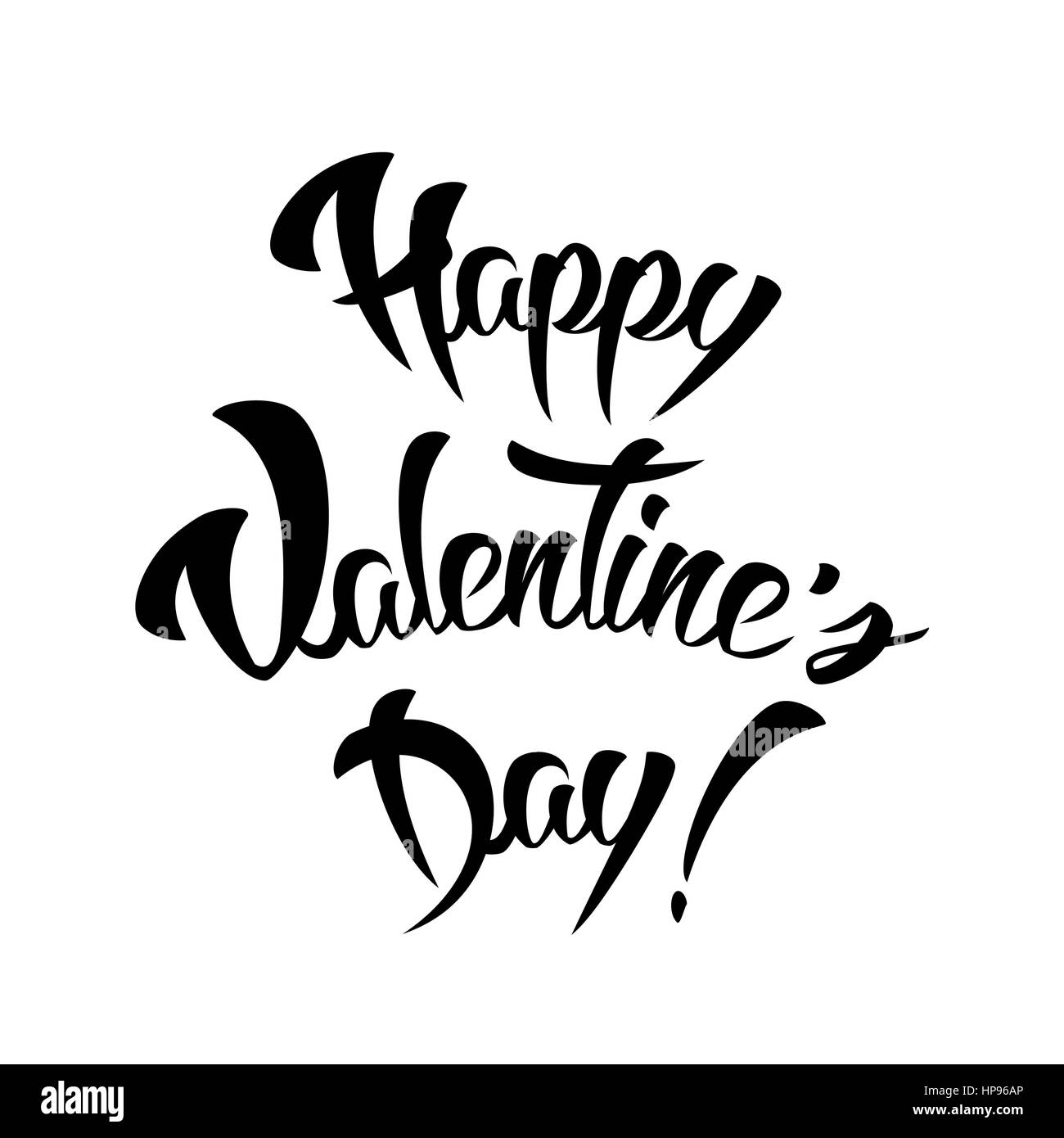 Happy Valentinstag Hand Schriftzug Gestaltungselement, handgemachte Kalligraphie, isoliert auf weißem Hintergrund Stock Vektor