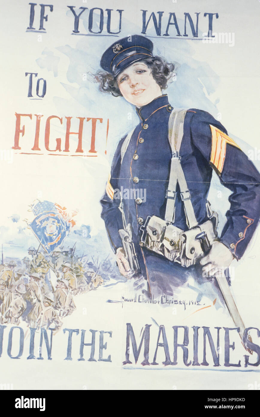 Wenn Sie wollen kämpfen verbinden Sie die Marines von Howard Chandler Christy, Usa, Erster Weltkrieg Stockfoto