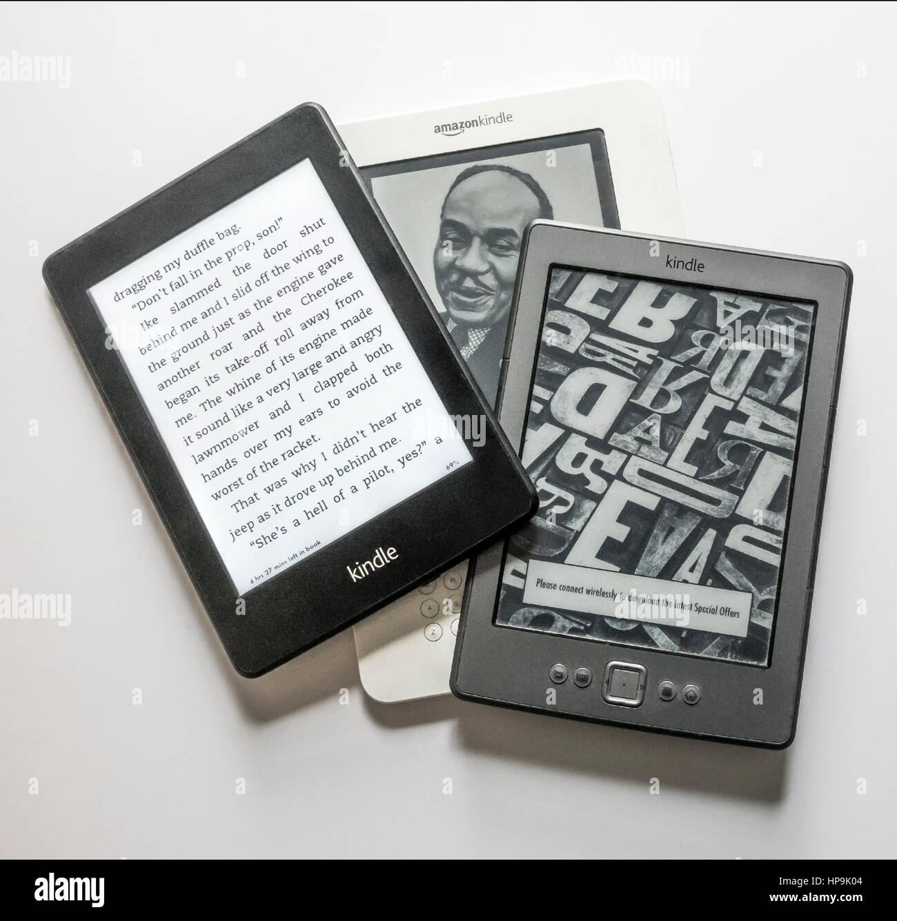 Drei Generationen der Kindle e-Reader Stockfoto
