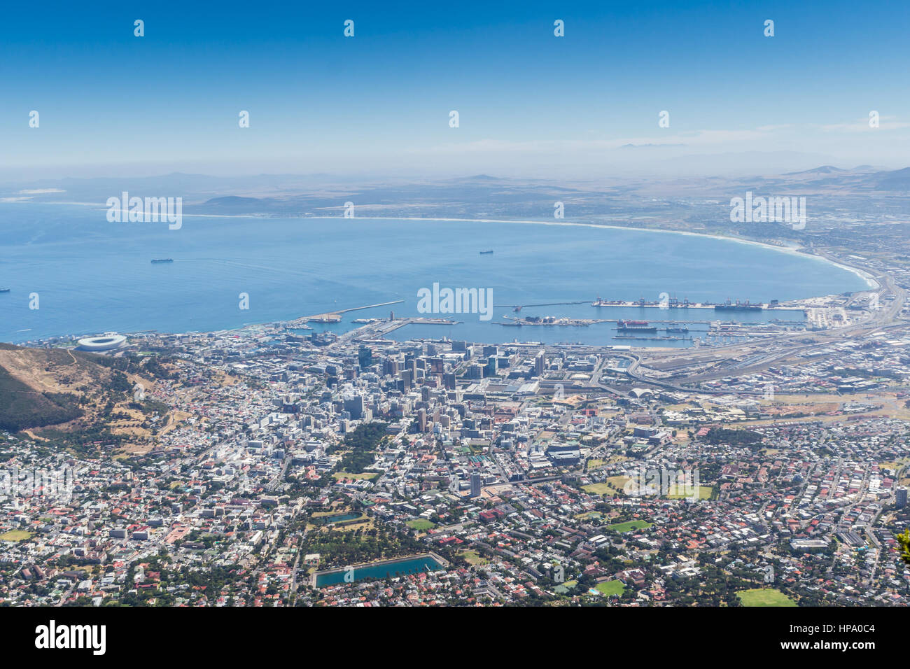 Blick auf die Tafelbucht und Kapstadt vom Tafelberg Stockfoto