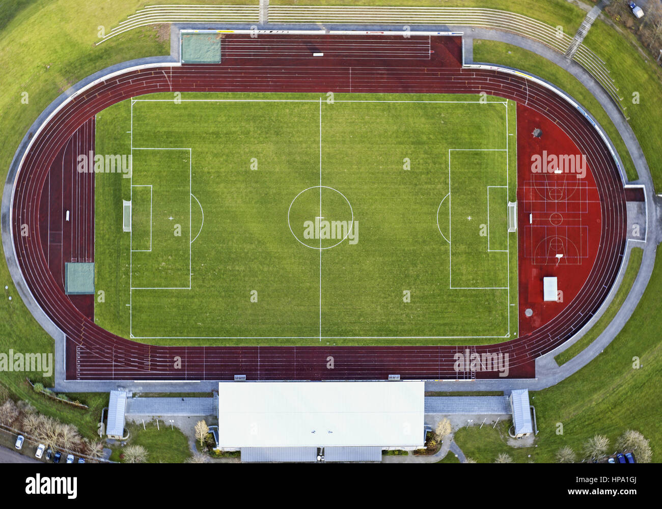 Fussballstadion, illerstadion Kempten, Luftaufnahme Stockfotografie Alamy