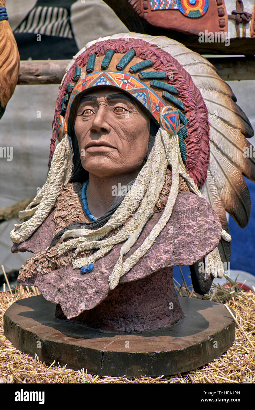 Büste Statue eine Native American Indian Stockfoto