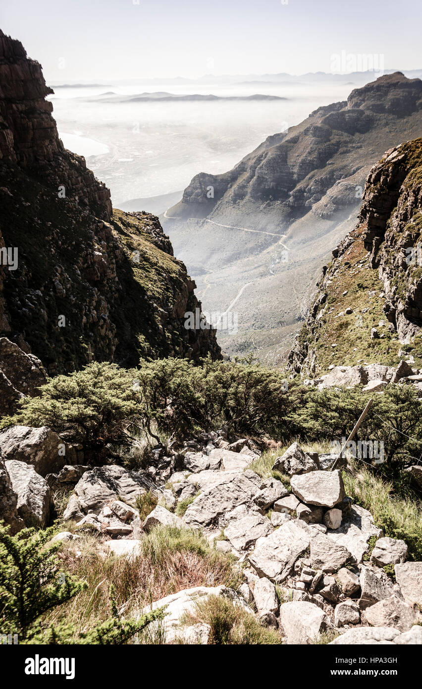 Platteklip Schlucht Weg an die Spitze der Tafelberg in Kapstadt, Südafrika Stockfoto
