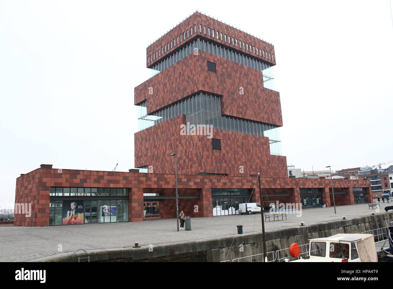 Aussenansicht des MAS (Museum Aan de Stroom) Museum, Antwerpen, Belgien Stockfoto