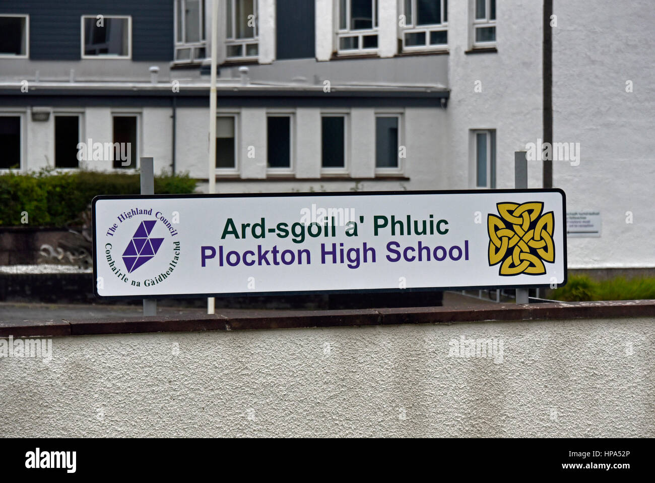 Plockton High School. ARD-Sgoil ein "Phluic. Plockton, Ross und Cromarty, Schottland, Vereinigtes Königreich, Europa. Stockfoto