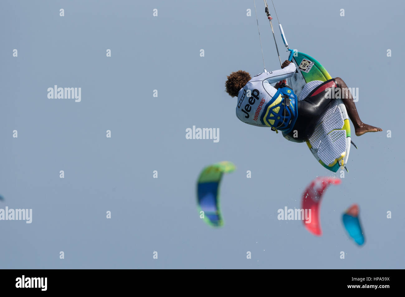 Kitesurfen-Aktion. Stockfoto