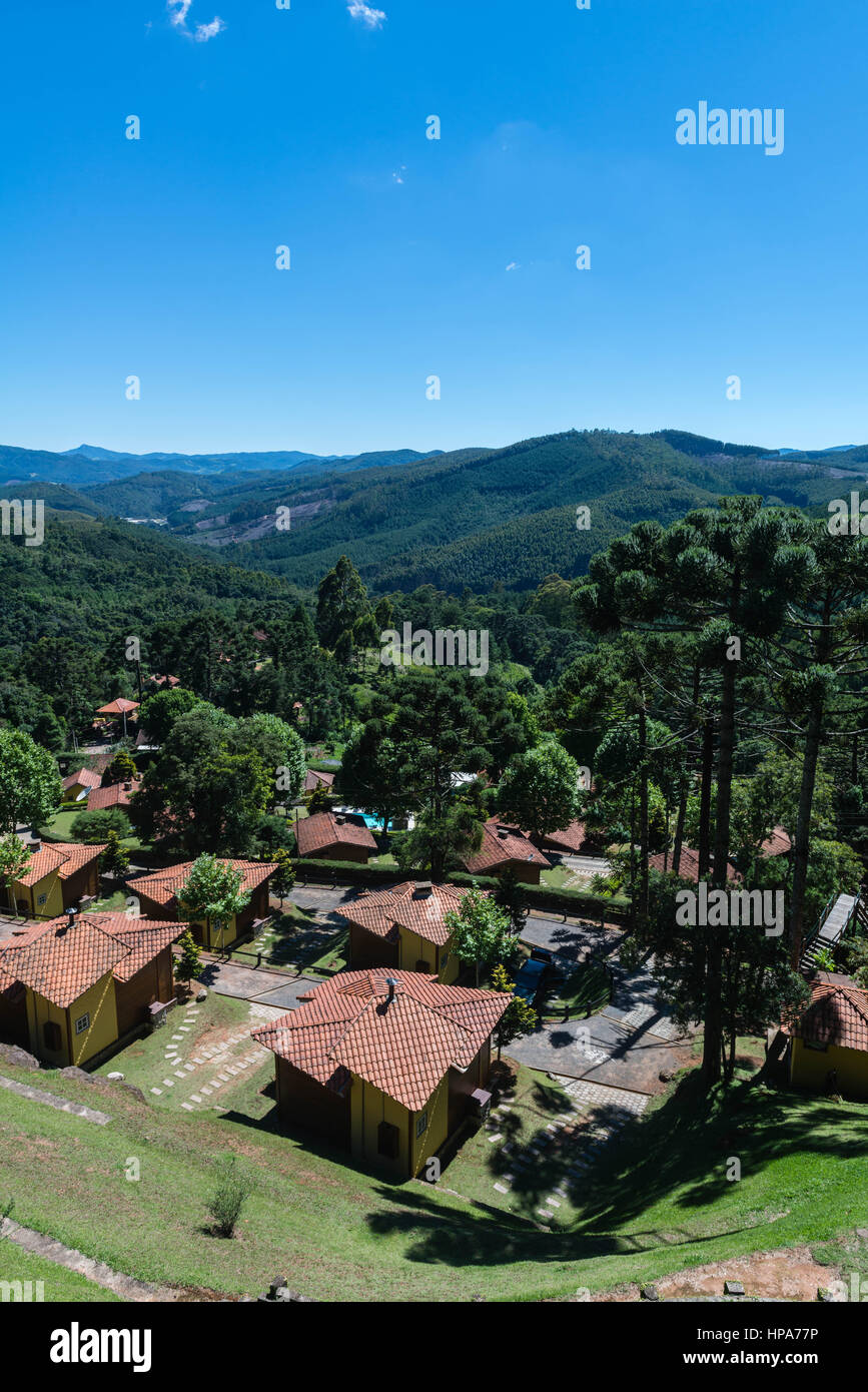 Ferienort in den Bergen fo Serra da Mantiqueira in der Nähe von Camanducaia, Bundesstaat Minas Gerais, Brasilien, Südamerika Stockfoto