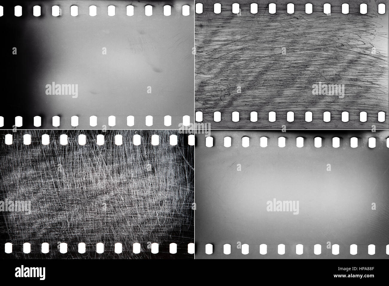 Satz von schwarz / weiß Film Texturen mit viel Getreide Staub und Kratzer Stockfoto