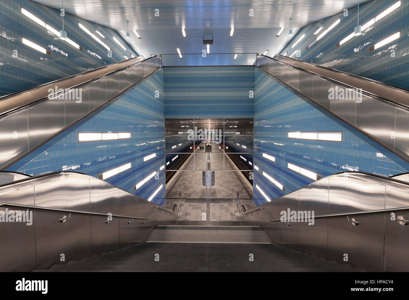 U-Bahnhof Überseequartier, HafenCity, Hamburg, Deutschland Stockfoto