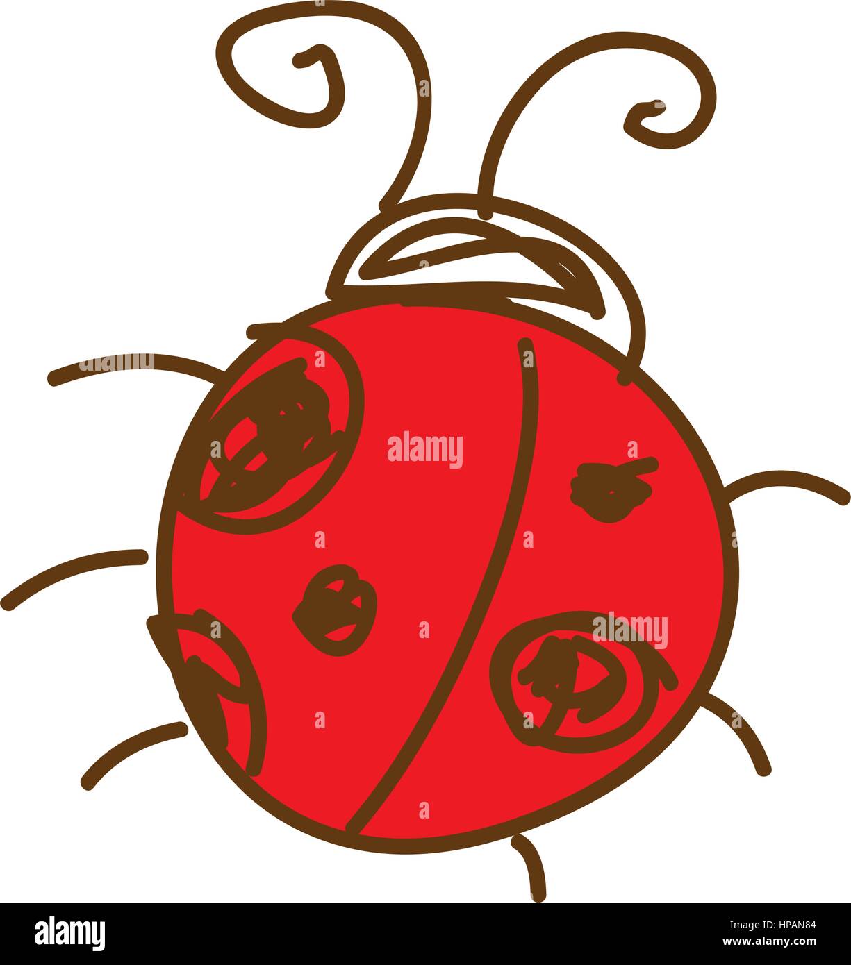  Farbe-Silhouette mit Skizze Marienkäfer Insekt Vektor-illustration Bildidee 