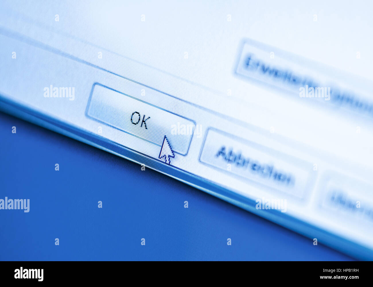 Bildschirmaufnahme, OK-Taste Stockfoto