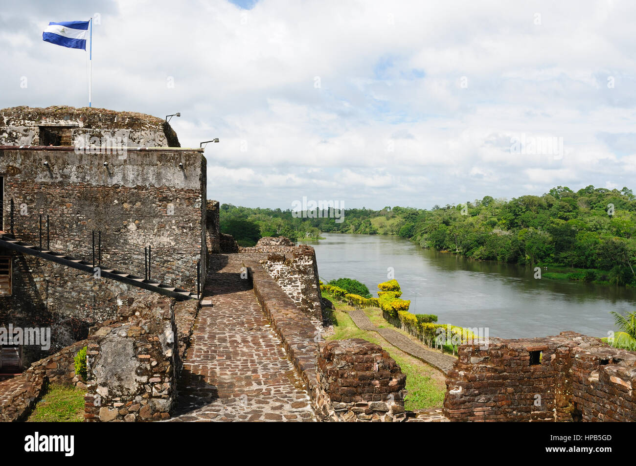 Nicaragua, spanische Verteidigungsanlage in El Castillo am Ufer eines Flusses San Juan den Zugang zu der Stadt Grenada gegen Piraten zu verteidigen. Stockfoto