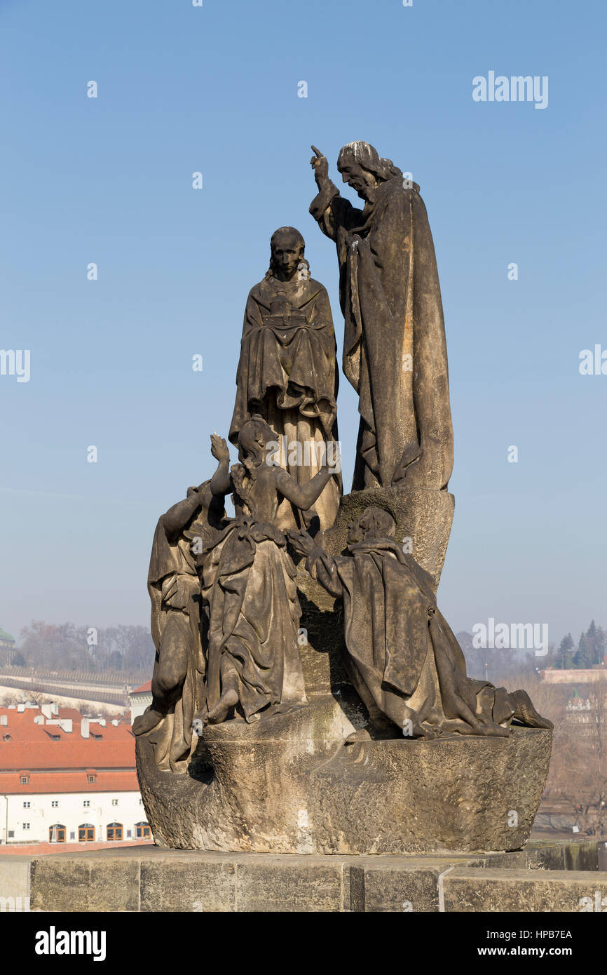 Statuen der Heiligen Kyrill und Method in Prag Tschechische Republik Stockfoto