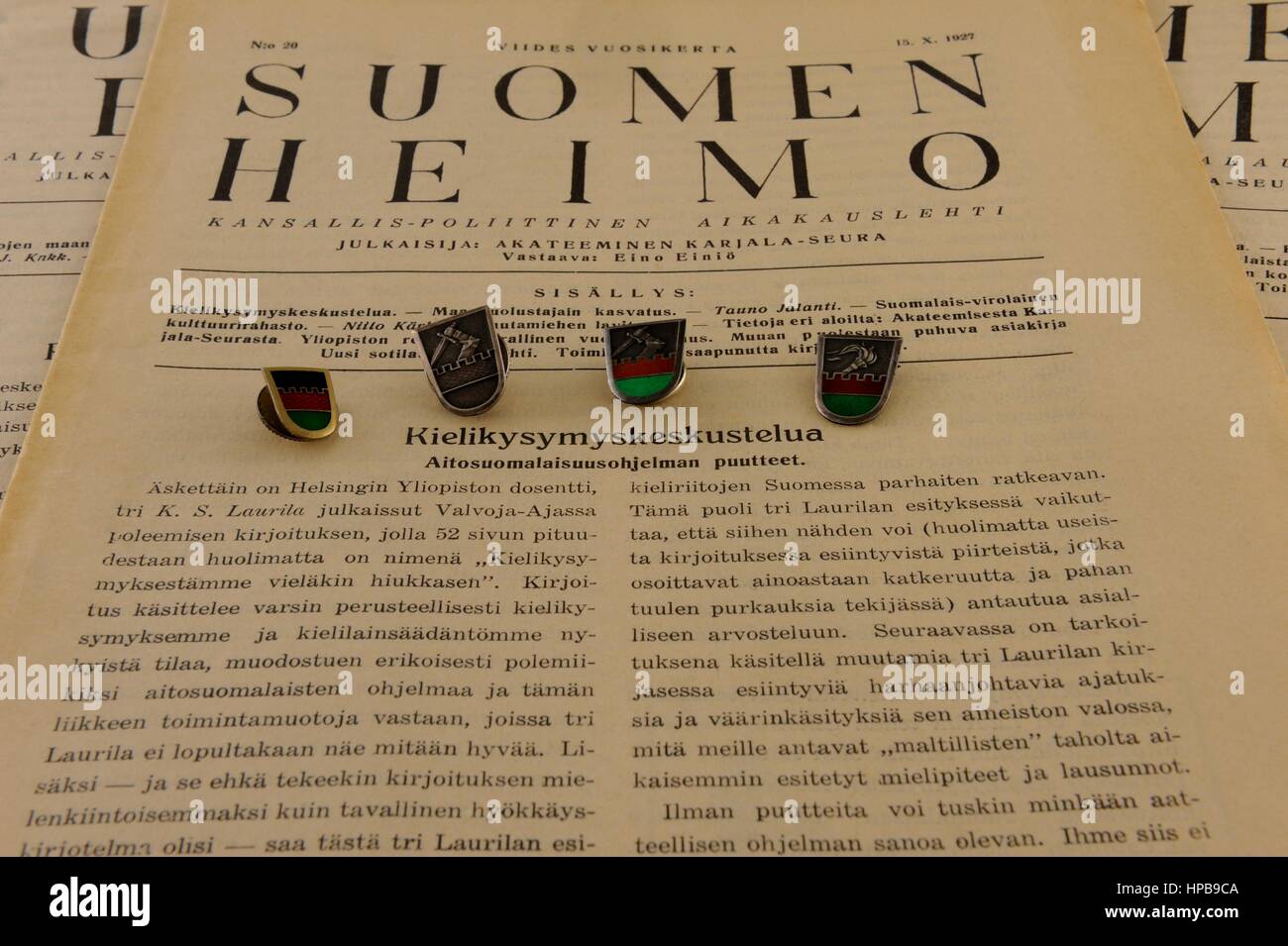 Ich bin so froh, dass die nächste Finnlands und nicht meine Familie Geschichte. Die Elite akademischen Karelische Gesellschaft wurde 1922 gegründet und ihre Missio Stockfoto