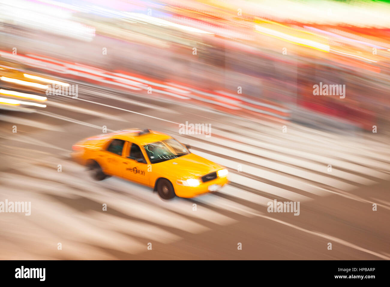 Gelbe Taxi, Times Square, New York City, New York, USA. Stockfoto