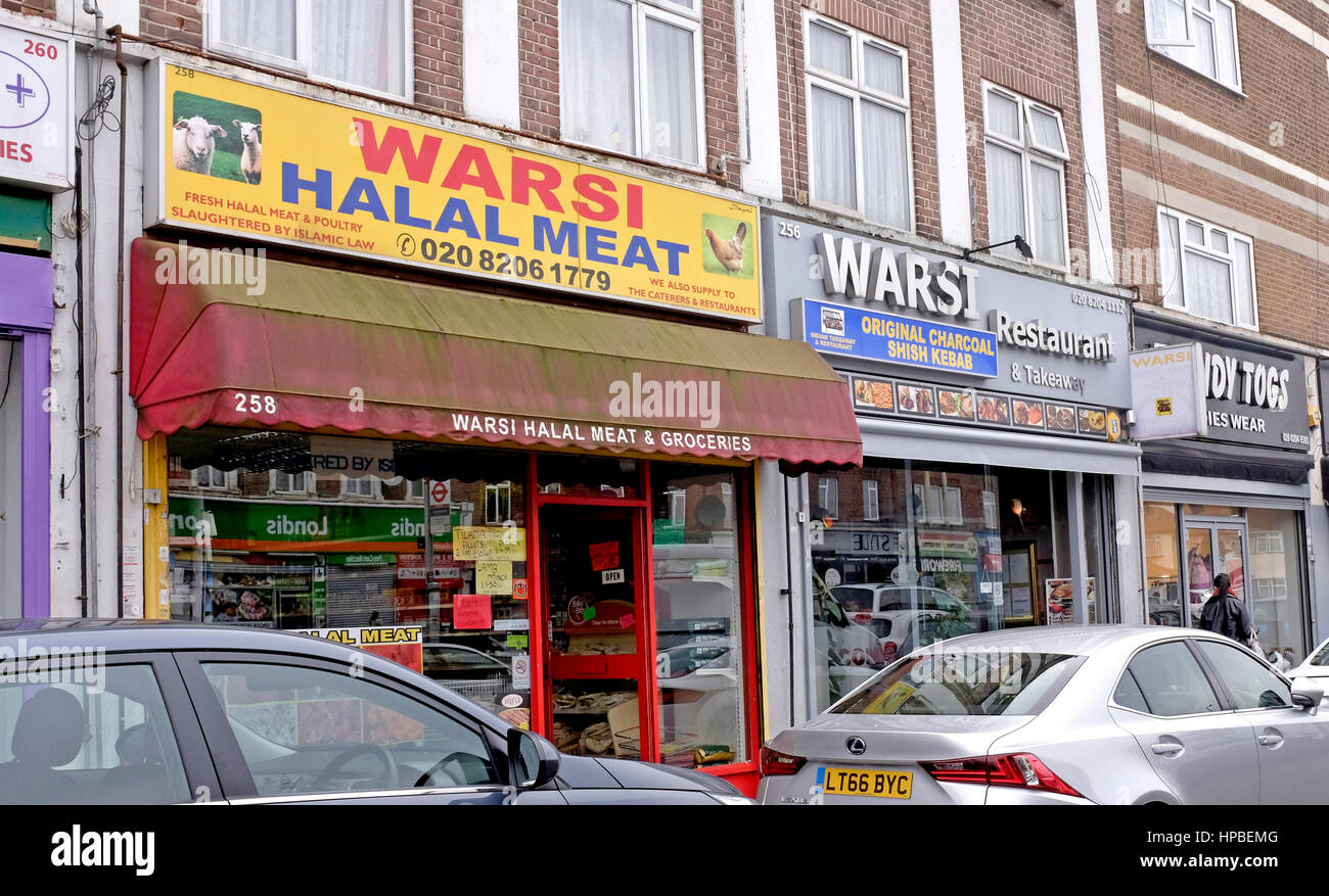 Harrow Greater London UK - Warsi Halal-Fleisch-Shop Stockfoto