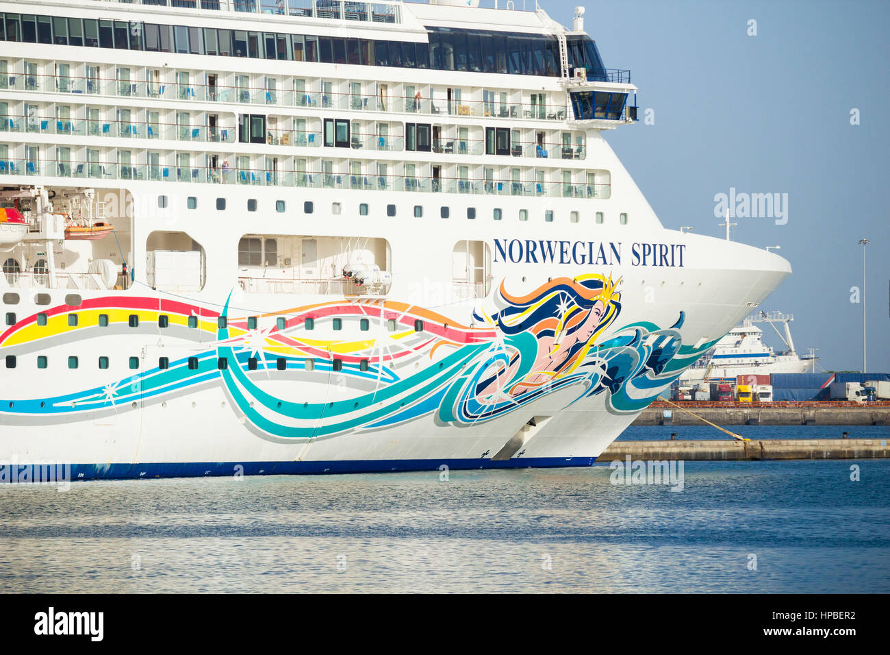 Kreuzfahrtschiff Norwegian Spirit in Las Palmas auf Gran Canaria, Kanarische Inseln, Spanien Stockfoto