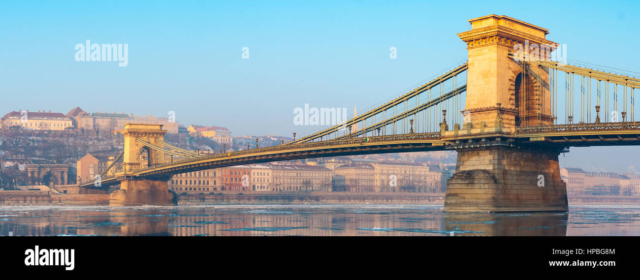 Kettenbrücke in Budapest, Ungarn Stockfoto