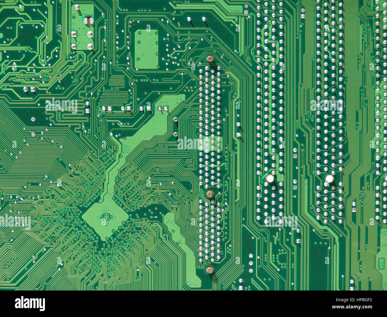 Mainboard für einen Personal Computer. Ein elektronisches Gerät für die Speicherung und Verarbeitung von Daten. Stockfoto