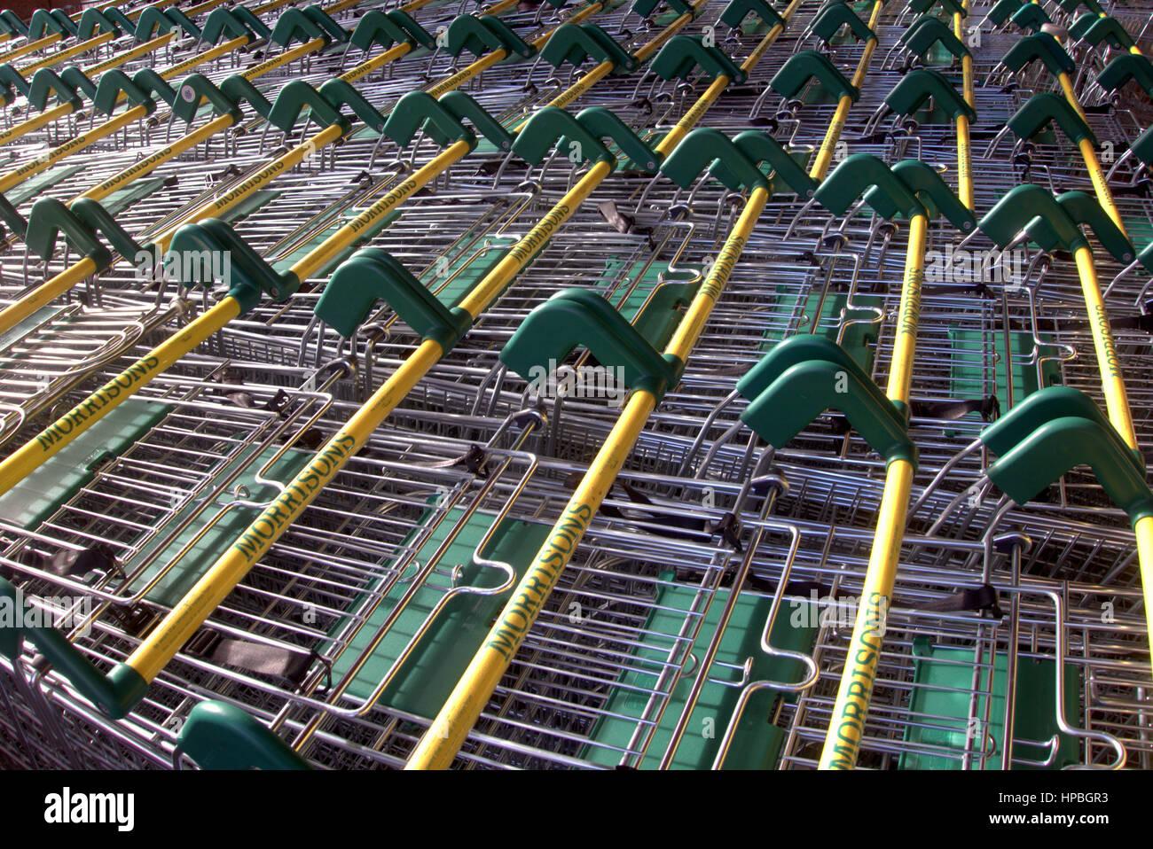 Morrissons Store Zeichen Warenkorb Einkaufswagen Stockfoto