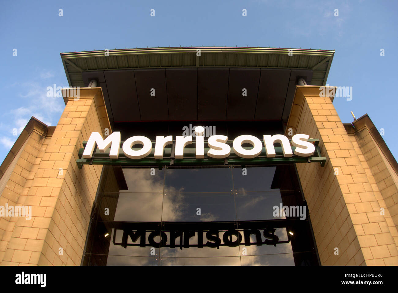 Morrissons Supermarkt Shop Zeichen Stockfoto