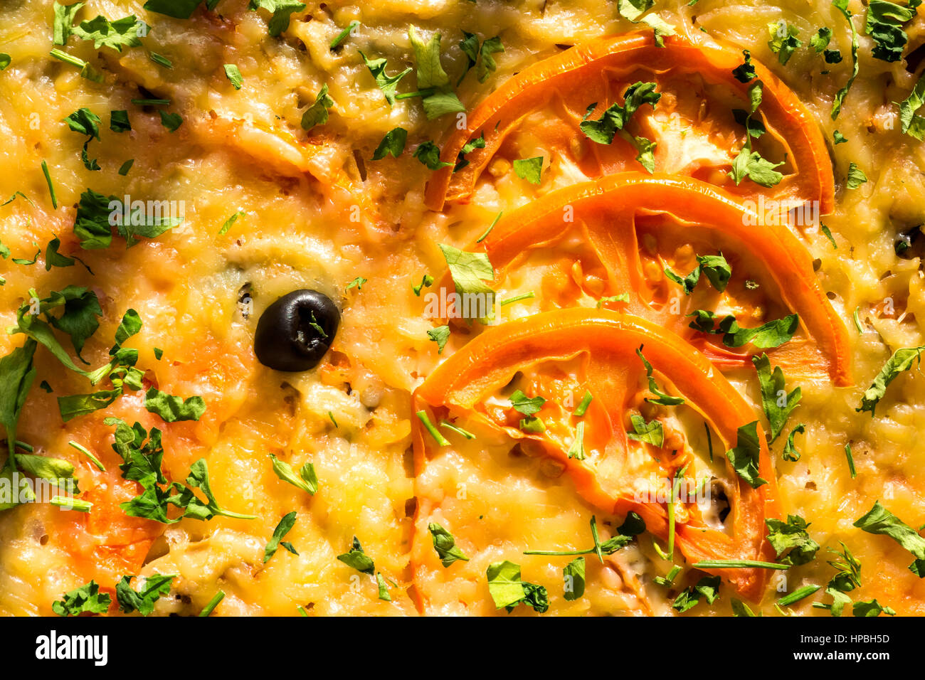 Klassische italienische Pizza, Hintergrund Stockfoto