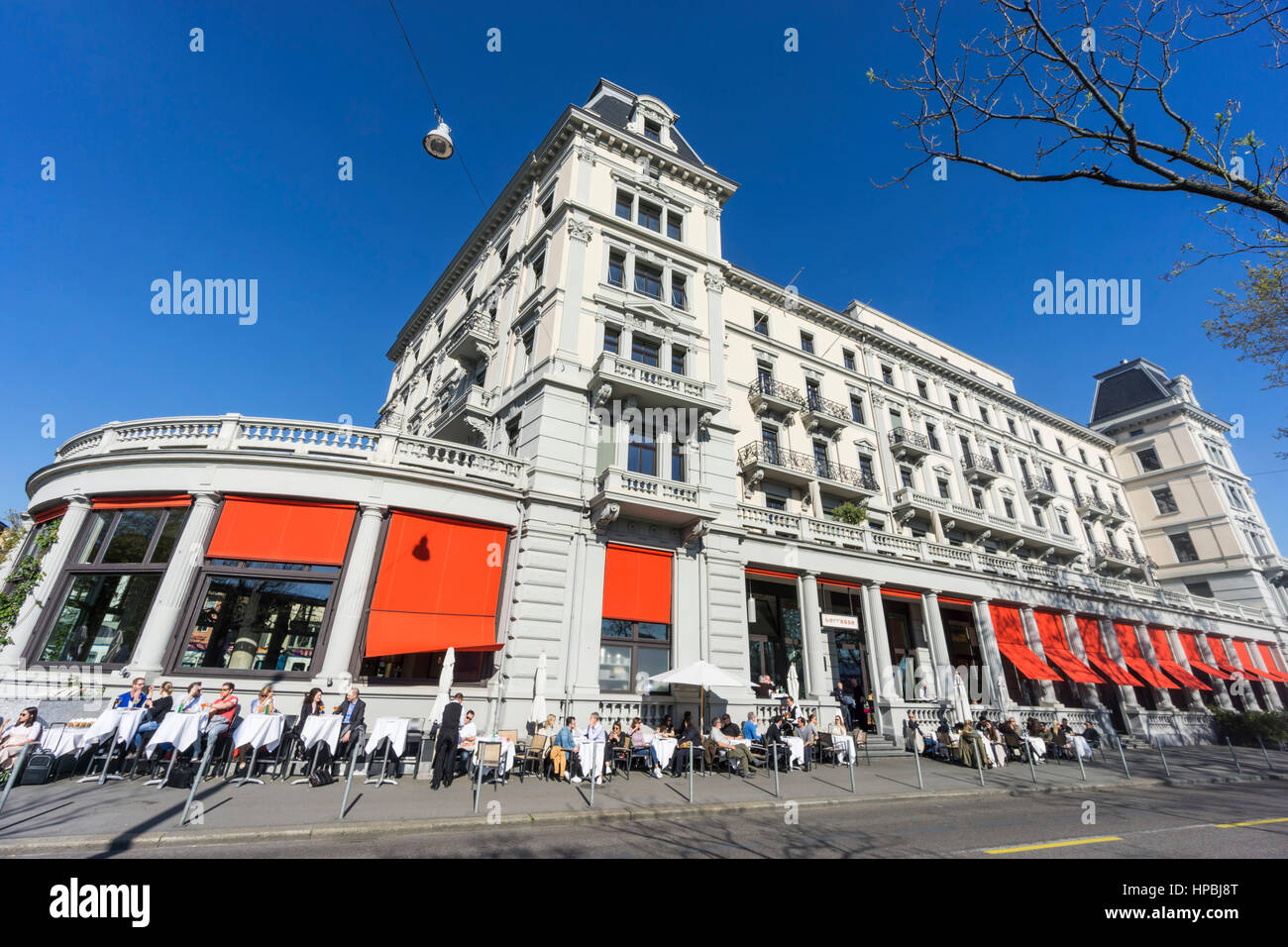 Straße Cafe Terasse, Bellevue, Zürich, Schweiz Stockfotografie Alamy
