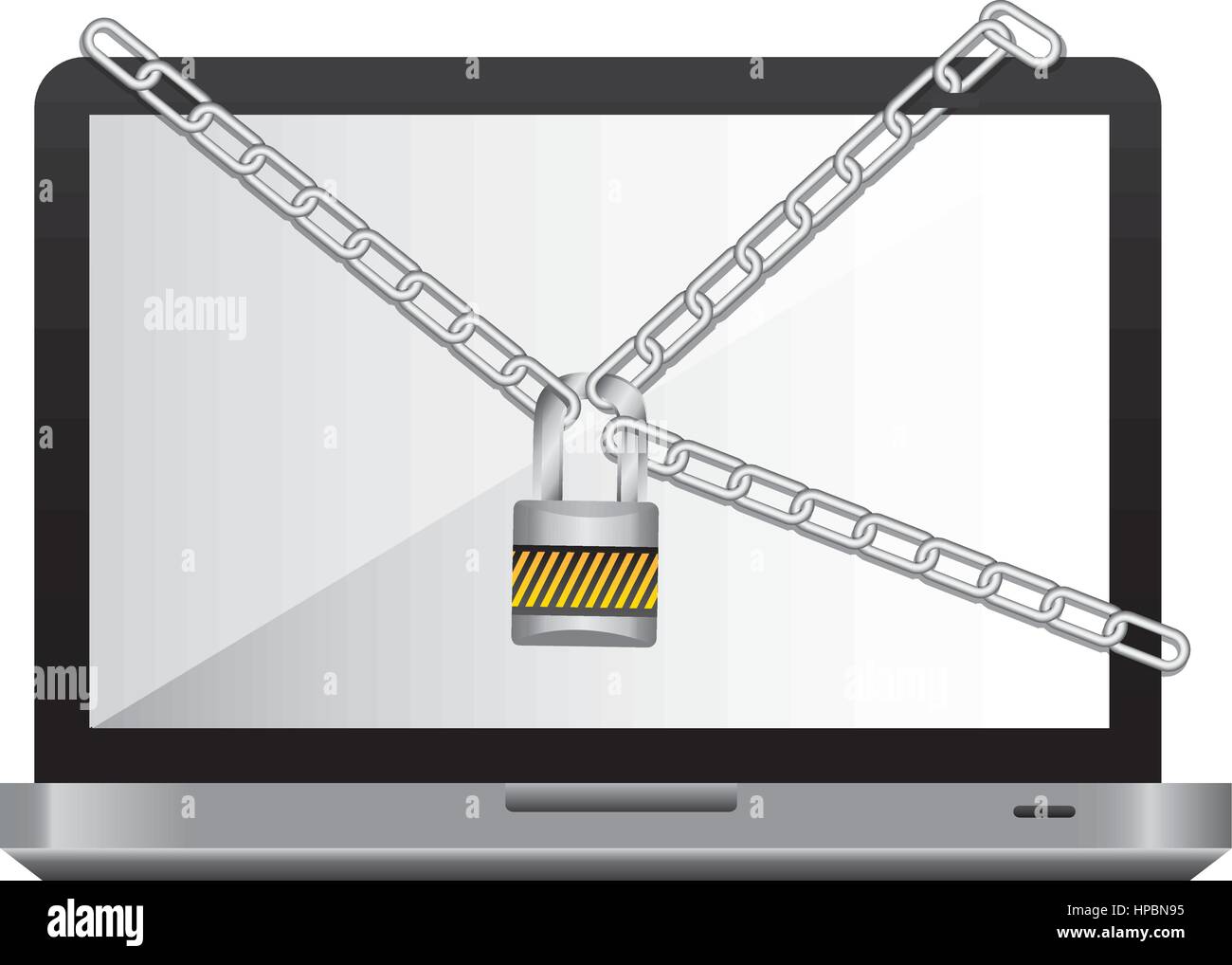 Computer mit Kette und Schloss-Symbol Stock Vektor