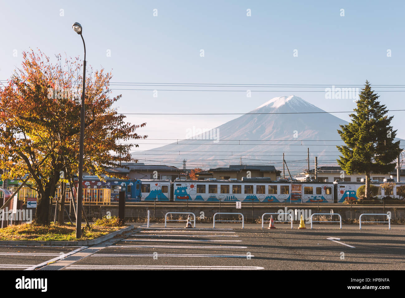 Berg Fuji Ansicht von Kawaguchiko station Stockfoto